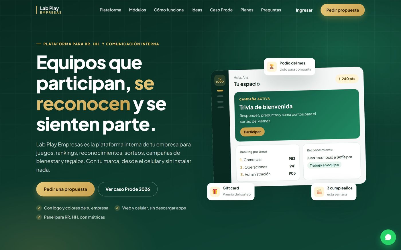 Portada de Lab Play Empresas, la plataforma que nació a partir de Prode 2026