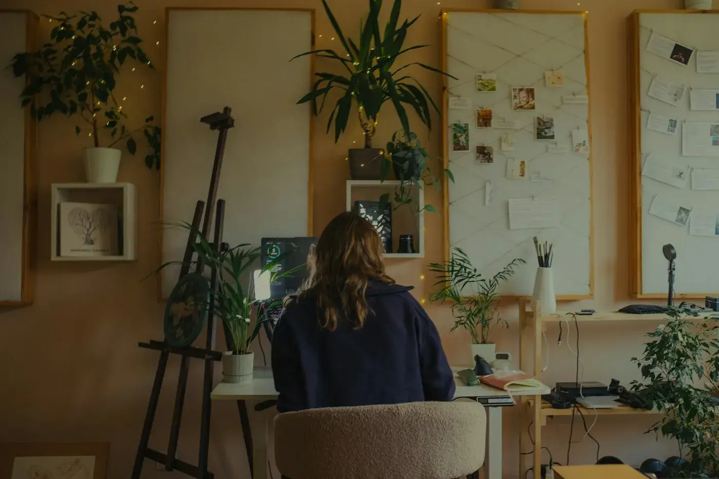 Integrante del estudio trabajando en su escritorio